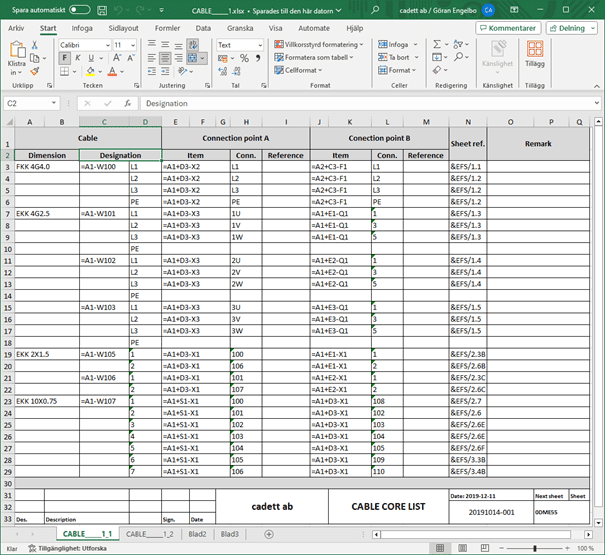 Excel rapporter