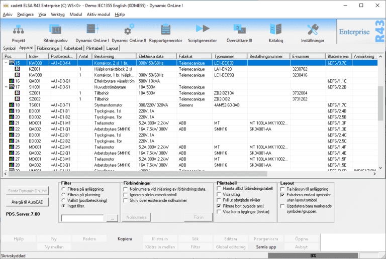 DynamicOnline Apparatlista