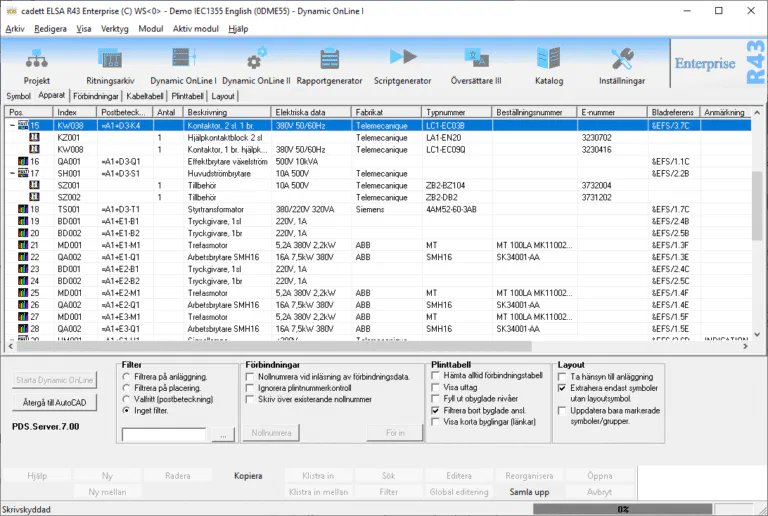 DynamicOnline Apparatlista